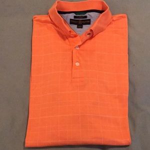 Orange and White Checked Tommy Hilfiger Golf Polo Size Large